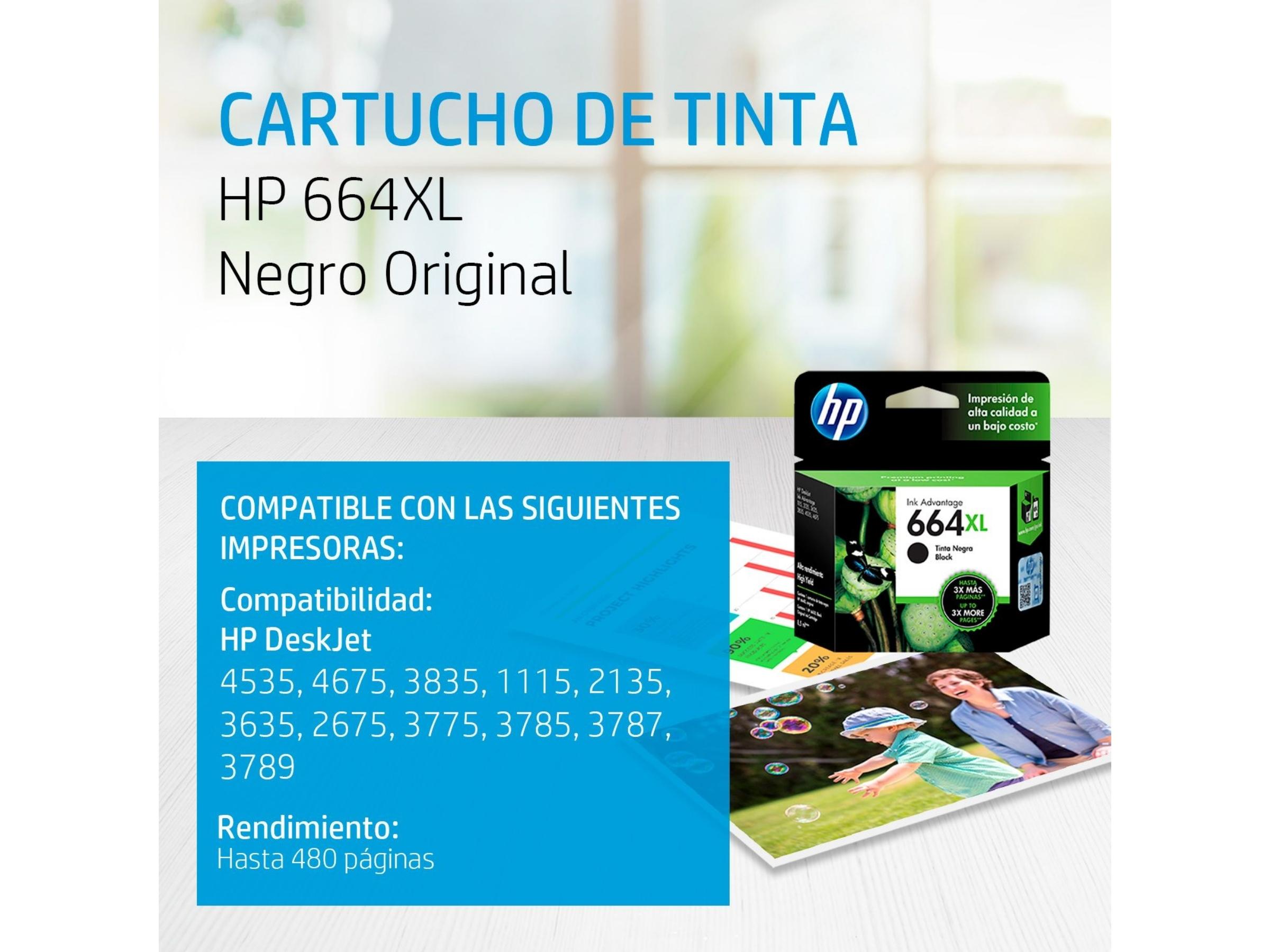 CARTUCHO DE TINTA HP 664XL NEGRO (F6V31AL) 1115/2135/3635/4535/4675
